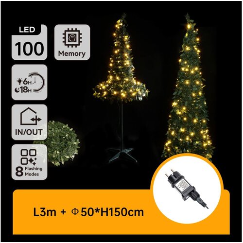 Aigostar LED spolja&amp;scaron;nja novogodi&amp;scaron;nja jelka 100xLED/230V 1,5m IP44 zelena topla bela Slike