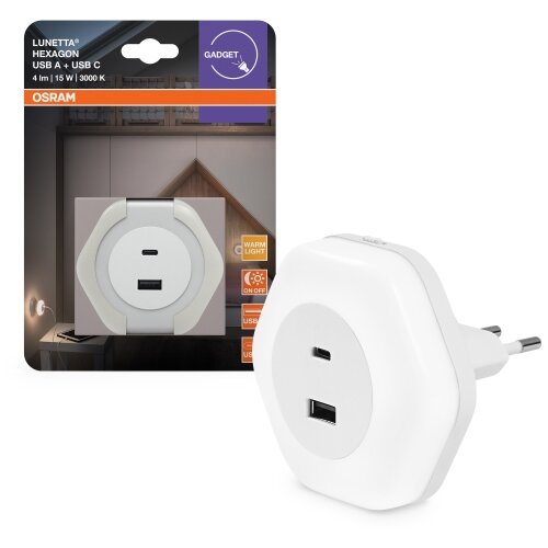 Osram LED noćno svetlo za utičnicu sa USB LUNETTA LED/15W/230V Slike