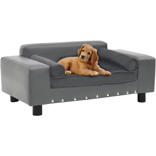 vidaXL Sofa za pse siva 81 x 43 x 31 cm od pliša i umjetne kože