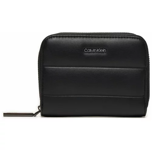 Calvin Klein Majhna ženska denarnica Line Quilt Medium Zip Around K60K612201 Črna