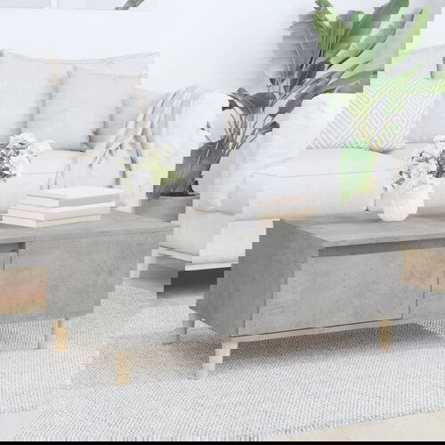 The Living Store Klubska mizica betonsko siva 90x50x36,5 cm inženirski les - Klubska Mizica, (21573545) Cene