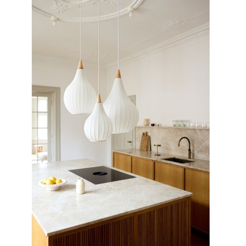 Halo Design 746262 - Visilica na sajli DROPS 1xE27/40W/230V prečnik 30 cm bela/hrast Slike