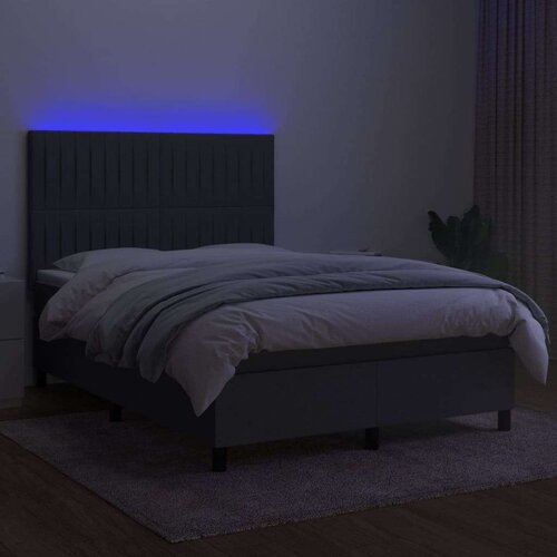  Krevet box spring s madracem LED tamnosivi 140x200 cm tkanina Slike