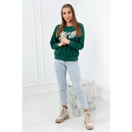 Kesi Dark green sweatshirt with print Slike