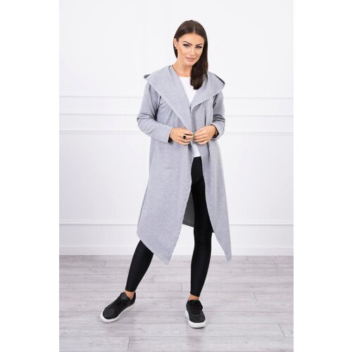 Kesi Long cardigan with a hood in gray color Slike