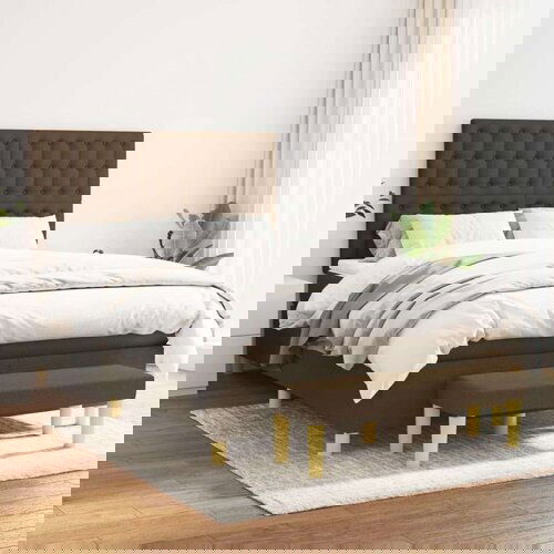  Box spring postelja z vzmetnico temno rjava 140x200 cm blago, (20902235) Cene