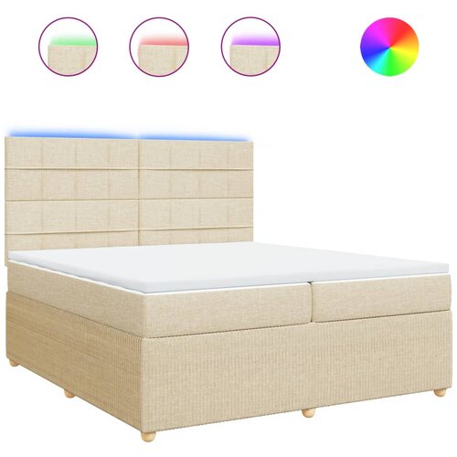 VidaXL Krevet s oprugama i madracem krem 200 x 200 cm od tkanine Slike