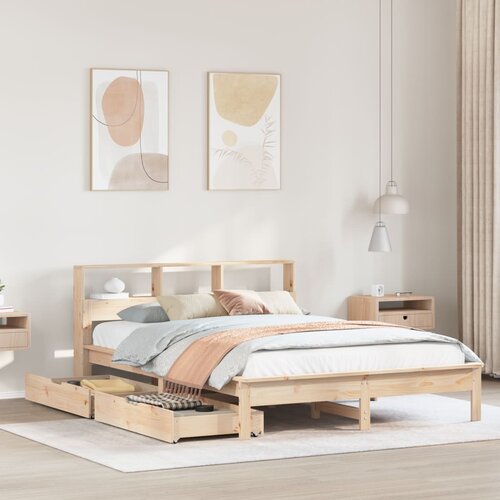vidaXL Posteljni okvir brez vzmetnice 135x190 cm trdna borovina Cene