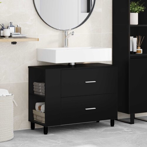  Toaletna jedinica Crna 80 x 35 x 60 cm Konstruirano drvo Cene