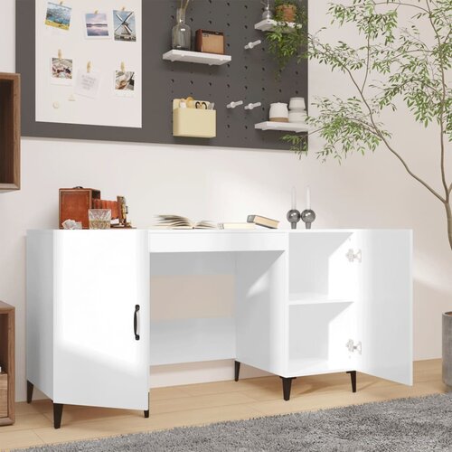  Radni stol visoki sjaj bijeli 140x50x75 cm konstruirano drvo Slike