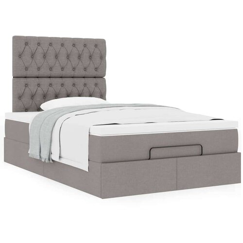 vidaXL Otomanski posteljni okvir z vzmetnico taupe 120x200 cm blago Cene