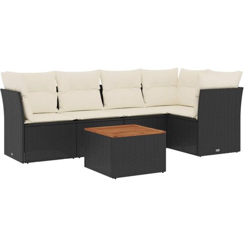 Maison Chic Seti vrtnega pohištva - Vrtna garnitura - Vrtni pohištvo set 6-delna z blazinami črna poli ratan, (21804225) Cene