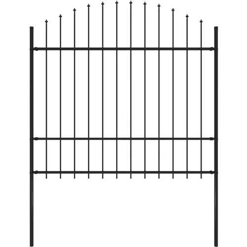 vidaXL Vrtna ograja s koničastimi vrhovi jeklo (1,5-1,75)x1,7 m črna