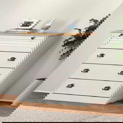 VidaXL Predalnik VIGO bel 80x40x76 cm trdna borovina Slike