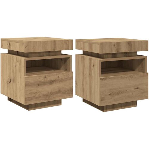  Noćni ormarići s LED svjetlima 2 kom Artisan hrast 40x39x48,5cm Slike
