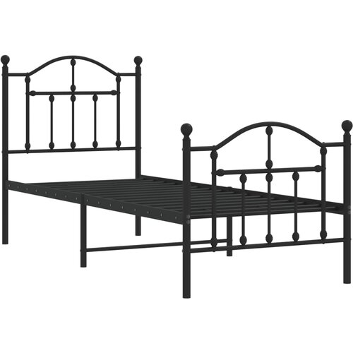  Metalni okvir kreveta uzglavlje i podnožje crni 75x190 cm Slike