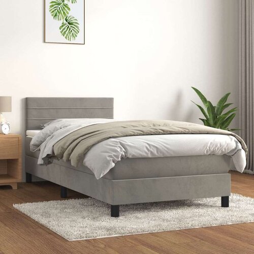 Box spring postelja z vzmetnico svetlo siva 90x200 cm žamet, (20723359) Cene