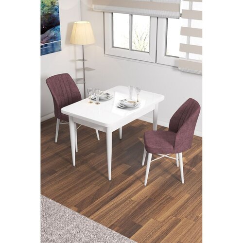 Hanah home trpezarijski set Arp, sto i 2 stolice, bela ploča, puder roze tkanina Babyface Cene