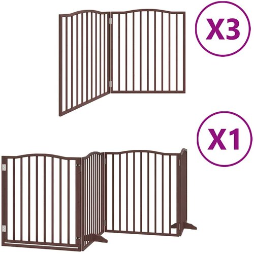  Vrata za pse s vrata&amp;scaron;cima 10 panela sklopiva 800 cm drvo topole Smeđa 80 x 90 x 2 cm Slike