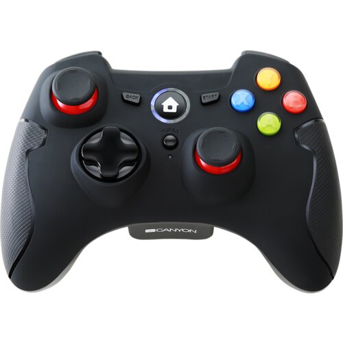 Canyon GP-W6 2.4G Wireless Controller with Dual Motor, Rubber coating, 2PCS AA Alkaline battery ,support PC X-input mode/D-input mode, PS3, Android/nano size dongle,black Slike