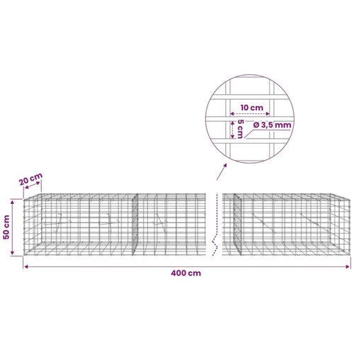  Gabion s žicom debljine 3 5 mm i mrežom 5x10 cm 400x20x50 cm - 20 cm 50 cm 400 cm Slike