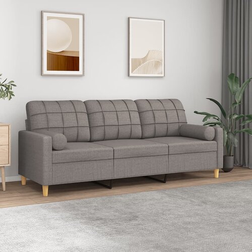 vidaXL Kavč dvosed z okrasnimi blazinami taupe 180 cm blago Cene