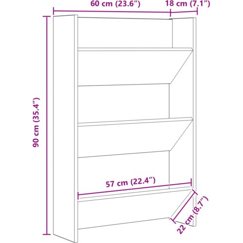 VidaXL ormarići za cipele na zidu s policom ostalo crni hrast 60 x 18 x 60 cm Slike