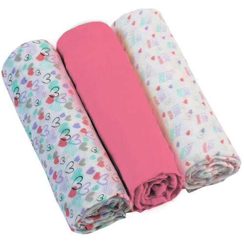 BabyOno Tetra plenice Muslin Srčki, roza Slike