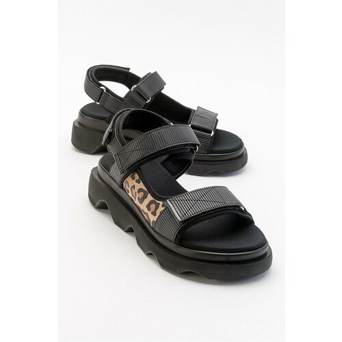 LuviShoes Tedy Women's Black Patterned Sandals Cene