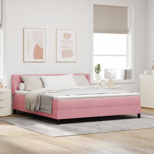 Box Spring Krevet s Madracem Ružičasti 180x200 cm Baršun Cijene