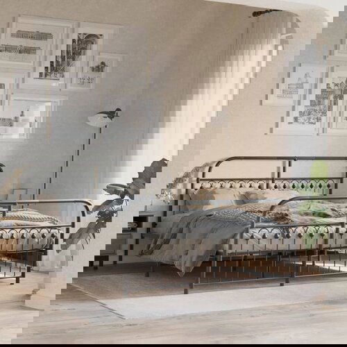  The Living Store Kovinski posteljni okvir z vzglavjem in vznožjem črn 150x200 cm - Posteljni Okvir, (21523353) Cene