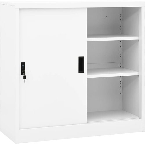Furnova Pisarni&amp;scaron;ka omara z drsnimi vrati bela 90x40x90 cm jeklo, (21919607) Slike