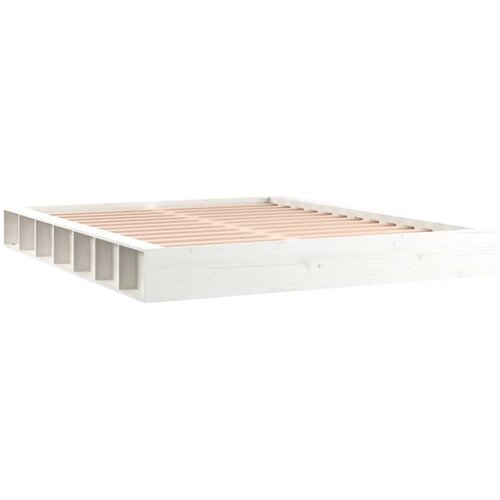  Okvir za krevet bijeli 120 x 200 cm od masivnog drva Slike