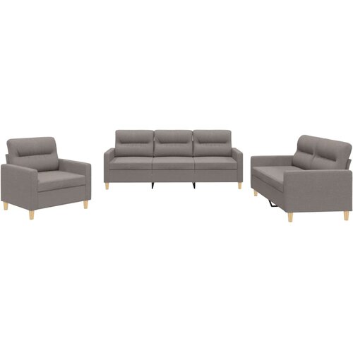  3-dijelni set sofa s jastucima smeđesivi od tkanine Slike