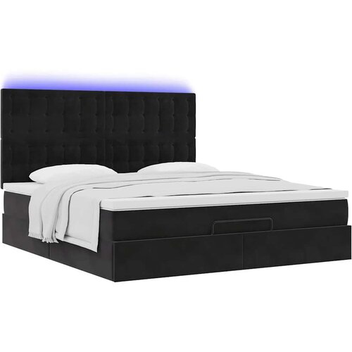 VidaXL otomanski okvir kreveta s madracima crni 180x200cm bar&amp;scaron;unasti Slike