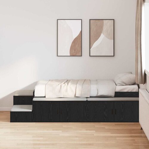  Krevet s ladicama s pohranom Crni hrast 234 x 103 x 53.5 cm Cijene