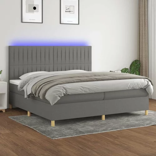  Box spring postelja z vzmetnico LED temno siva 200x200 cm blago, (20930293)