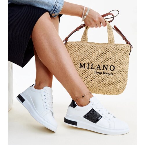 Gemre Black and white sneakers with rhinestones Giulia Cene