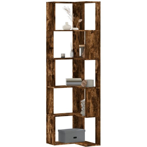  Kutni regal za knjige s 5 razine boja hrasta 50x50x179cm drveni Cene