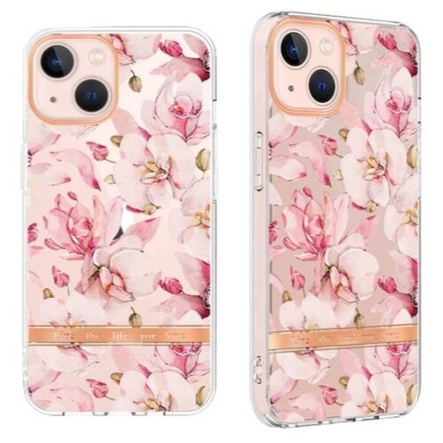 Chameleon Gumiran ovitek (TPUP) za Apple iPhone 14, flowers, roza Cene