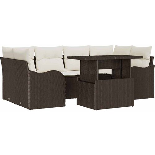  Sjedeća garnitura za vrt 7 pcs Smeđa 234 x 122,5 x 85 cm Slike