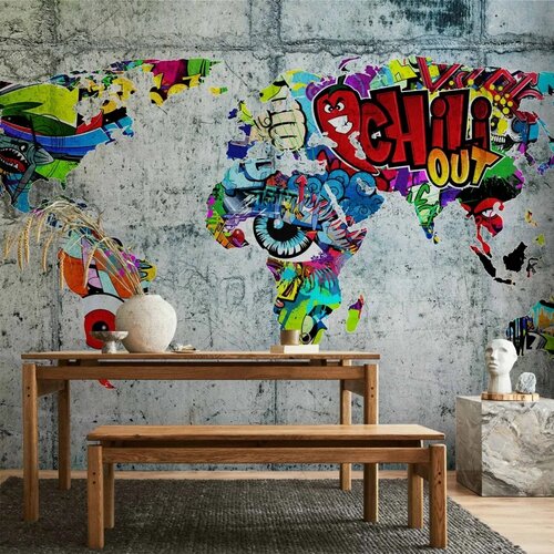  Foto tapeta - Map - Graffiti 250x175 Vodootporna Cene