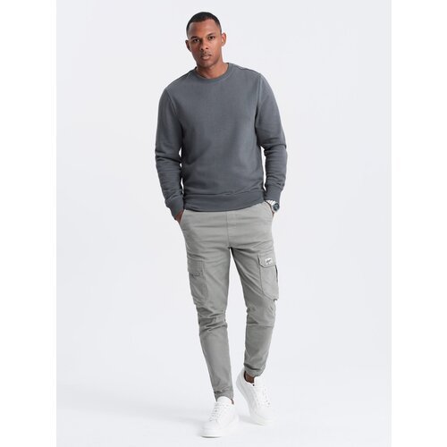 Ombre BASIC men's non-stretch cotton sweatshirt - graphite Cene