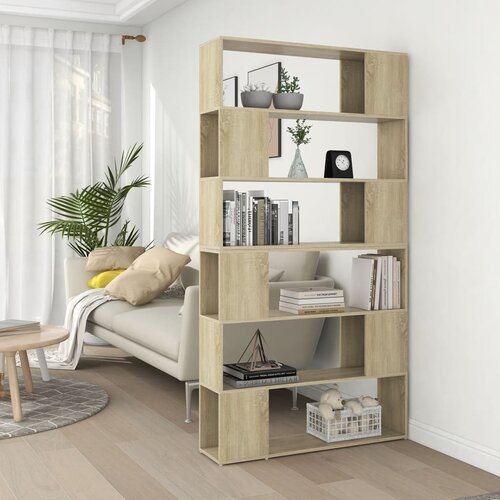 VidaXL Knjižna omara za razdelitev prostora sonoma hrast 100x24x188 cm Slike