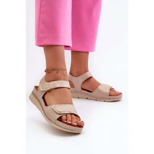 Kesi Women's Velcro sandals Beige Risanni