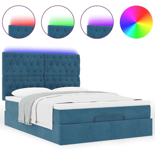 VidaXL otomanski krevet s madracima&amp;amp;led tamnoplavi 140x190cm bar&amp;scaron;un Slike