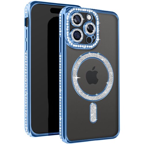 AVIZAR diamond case za iphone 15 pro zaščita magsafe contour strass, svetlo modra, (5000011388) Cene