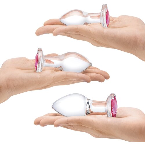 Gl&amp;auml;s Glas Heart Jewel Glass Anal Training Kit 3 pcs Slike