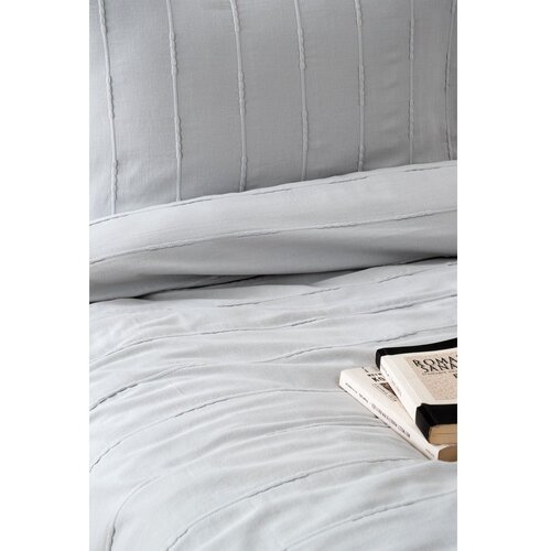  Siv bombažen komplet prevleke za odejo in prevleke za vzglavnik 210x220 cm Sedef &amp;ndash; Slike