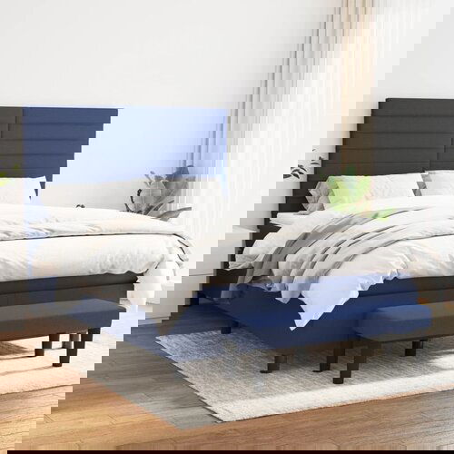  The Living Store Box spring postelja z vzmetnico moder 140x190 cm blago - Box Spring Postelja, (21457903) Slike